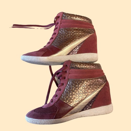maroon sneaker wedges