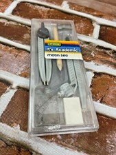 It's Academic 10-Piece Math Set Compass Protractor Ruler Squares Pencil Case