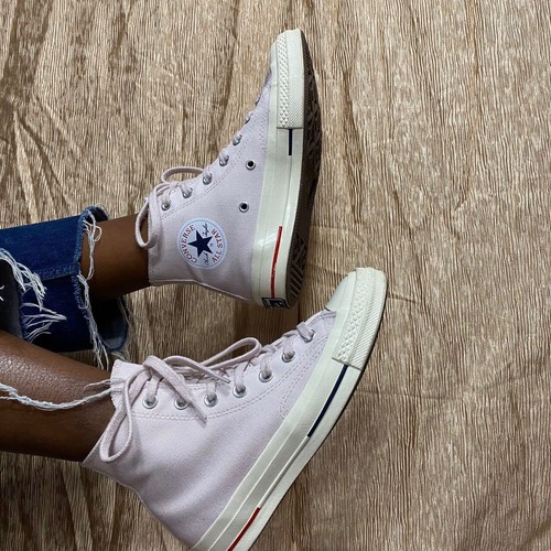 barely rose high top converse