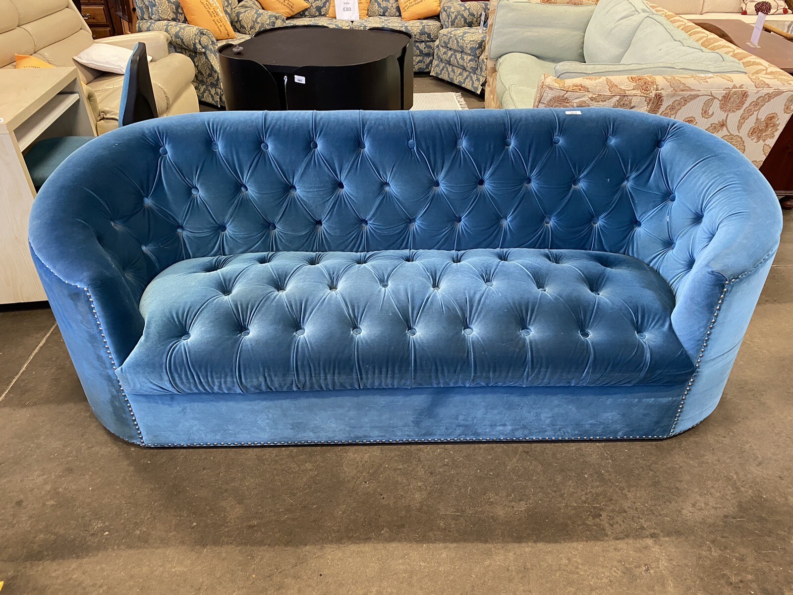 Blue Crushed Velvet Sofa eBay