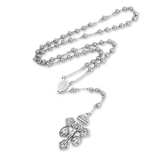 SANDOO Pardon Crucifix Necklace with Stainless Steel Rosary Beads - Cruz Del ...