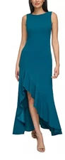 Vince Camuto Ruffled Tulip-Hem Gown NWT size 12 Peacock Blue