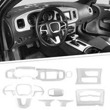 14x Center Console Dashboard Panel Cover Trim Kit For Dodge Charger 2015+ White