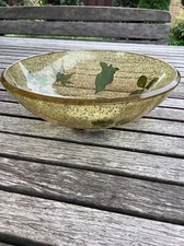 vintage mid century modern Mcm Pressed Leaves Glitter Lucite Bowel Cottage Core