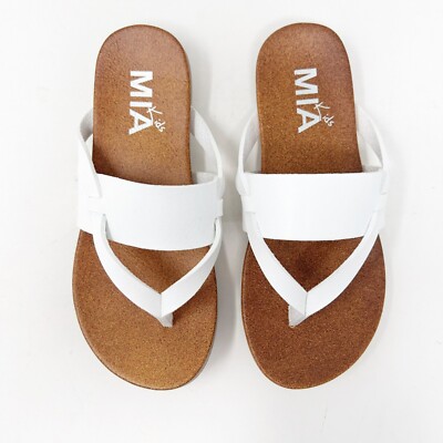 Mia Kids Size 12 Girls White Violette Thong Flip Flop Sandals Man