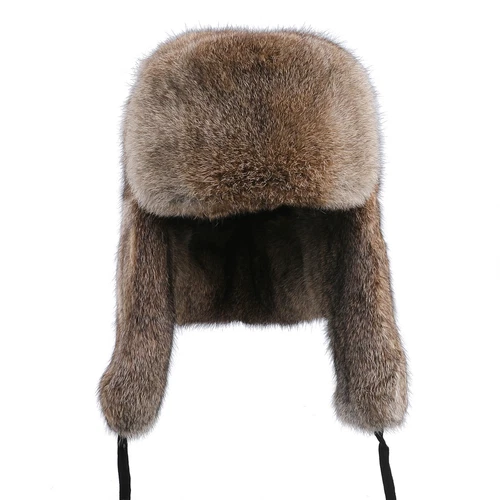 Sombrero de trampero de piel de conejo real para hombre invierno ruso Ushanka sombrero de aviador oreja - Imagen 5 de 24