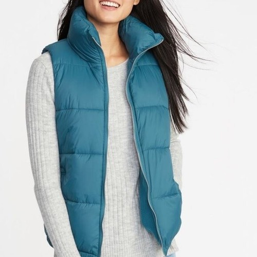 Old Navy XS light blue puffer vest zip 