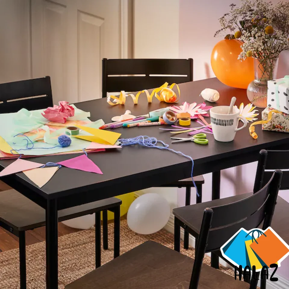 Black Dining Table 110x67cm – 4 Seater Modern Kitchen Table with Metal Frame - Image 3 of 4