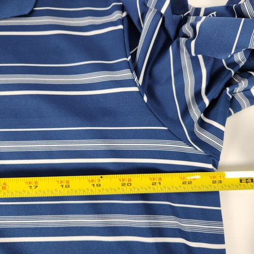 Polo de golf Adidas Wannamoisett grande manga corta ajuste a rayas azules - Imagen 7 de 7