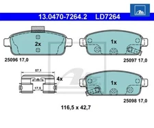 Brake pad set, disc brake ATE ceramic ATE 13.0470-7264.2