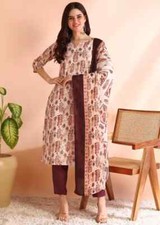 Women Designer Tunic Kurta Pant Dupatta Set Indian Bollywood Salwar Suit Kurti