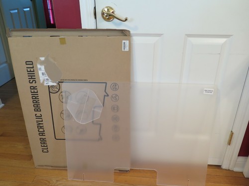 Clear Acrylic Barrier Shield Sneeze Guard Plexiglass w/Stand - 32" x 24" - New - Picture 1 of 8