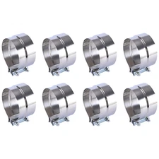 8Pcs 5" Stainless Exhaust Band Clamp Step Clamps for Catback Muffler Pipe