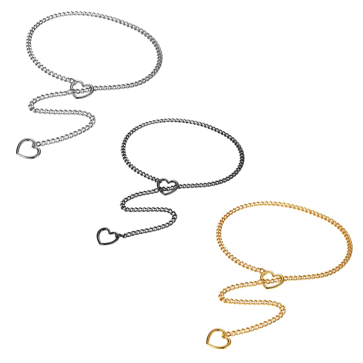 Slip Chain Necklace For Women, Black Heart O-Ring, Cuban Long Necklace Jewelry, Lariat Y-Necklace - Foto 2