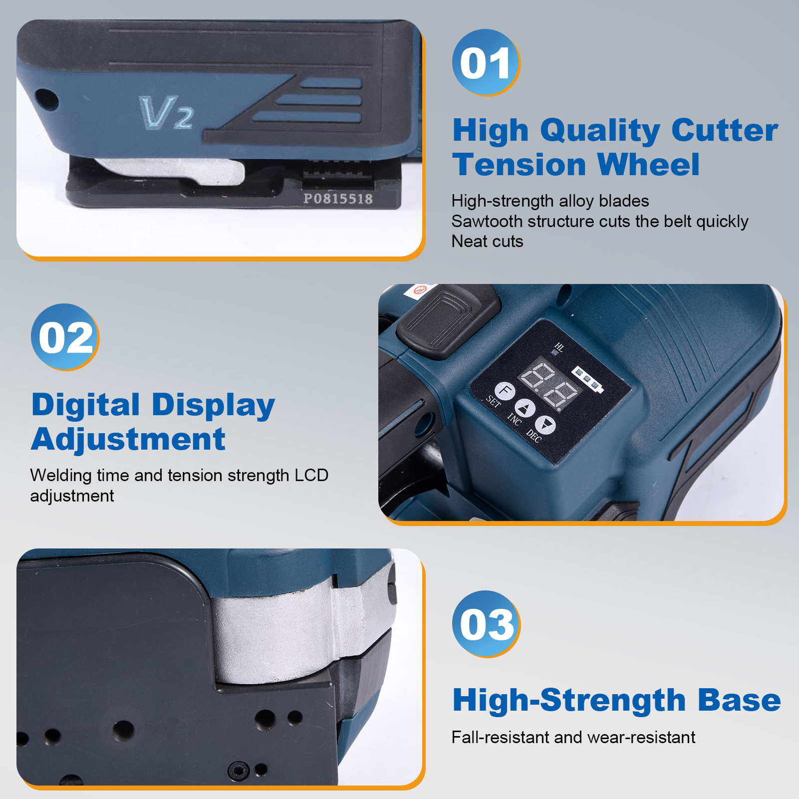 NTUD Automatic Electric Strapping Machine Tool For PP/PET 0.51"-0.63" Straps