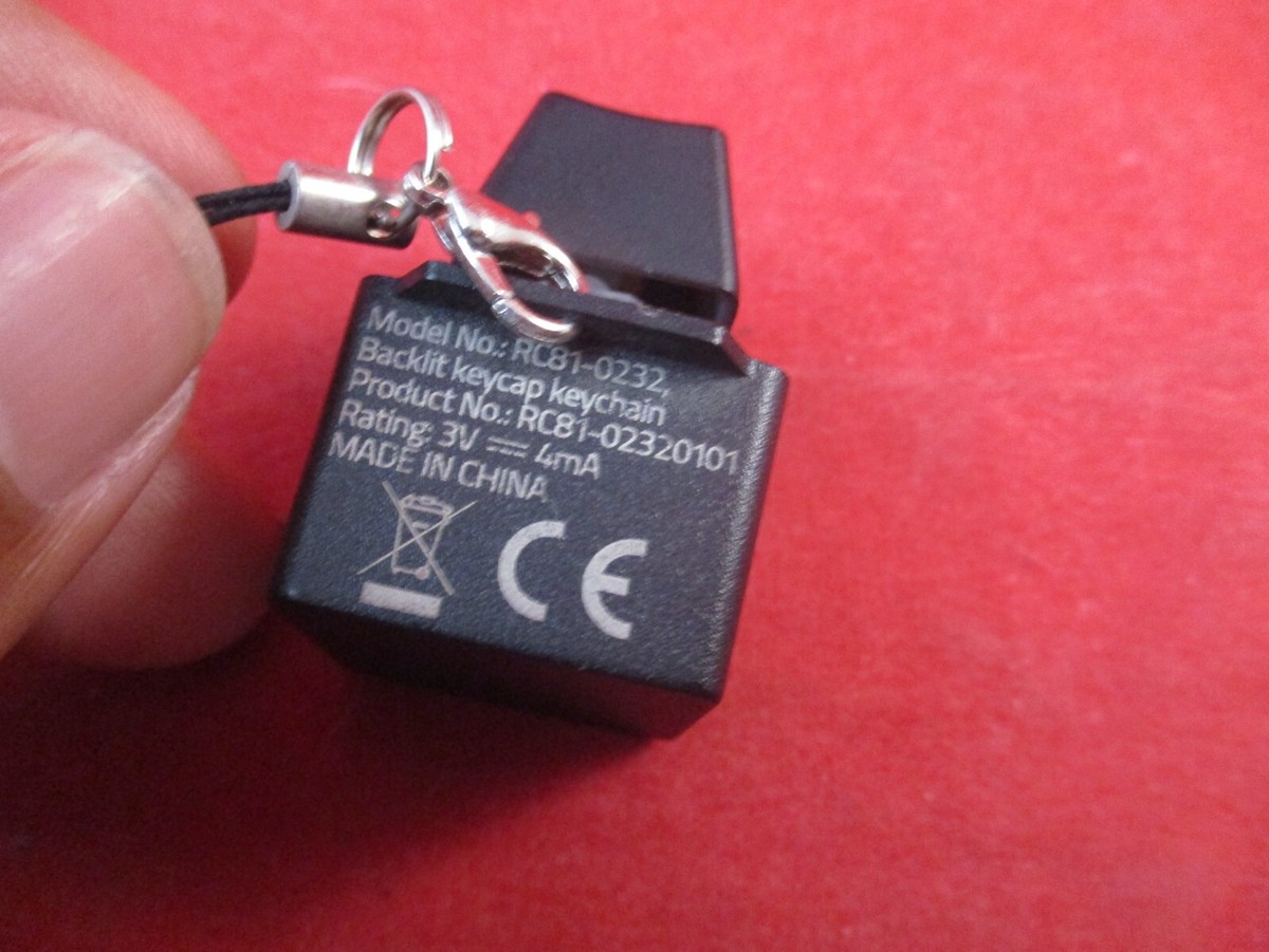 Backlit Keycap Keychain Model No. RC81-0232 Light Up Button Charm