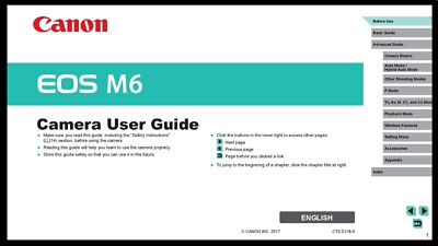 Canon EOS M6 Instruction Manual User Guide For Camera - 221 Pages Coil Bound