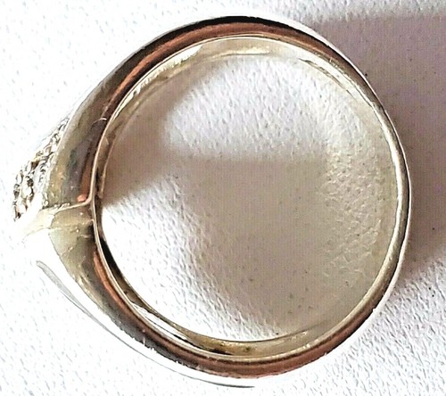 Size 8 Vintage sterling silver abalone and clear stone cut out ring - Picture 5 of 6