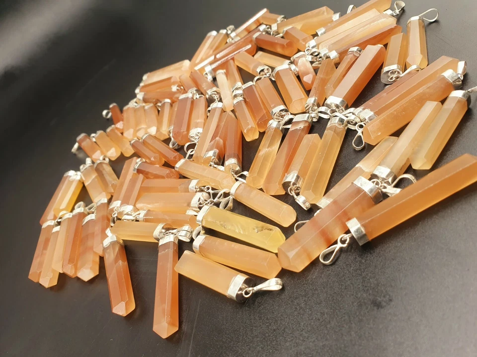 Calcite Honigcalcit a Punta Perno Rimorchio Argento Prese 3-5cm Pietra Preziosa - Immagine 2 di 4