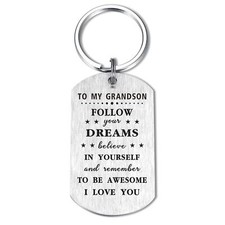 Grandson Gifts Grandson Keychain - Follow Your Dreams Grandson Remember to Be...
