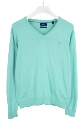 Gant Premium Cotton Pullover Men Large Knitted Pullover Blend Mint