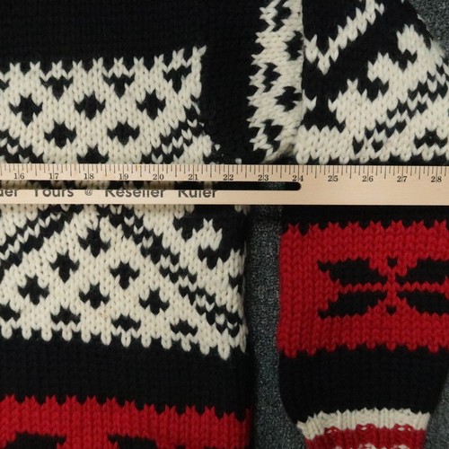 VINTAGE GAP Sweater Mens Large Red Black Wool Hand Knit Fair Isle Collared - Picture 5 of 7