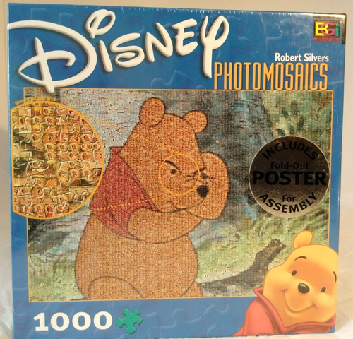 DISNEY WINNIE THE POOH W/BEEHIVE PHOTOMOSAICS 1000 PUZZLE W/POSTER FACTORYSEALED - Picture 2 of 9