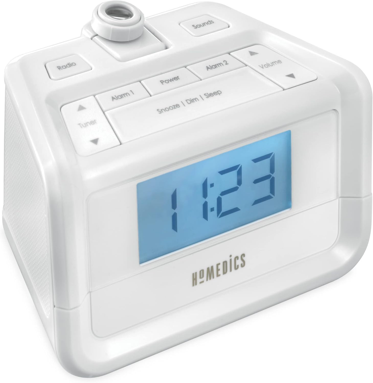 Dual Alarm FM Clock Radio with Nature Sounds & LED Projection Nightlight photo