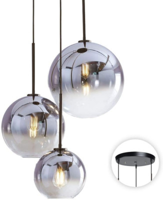 Lighting Modern 3-Light Hanging Light Fixture Silver Gradient Glass Globe Pendan