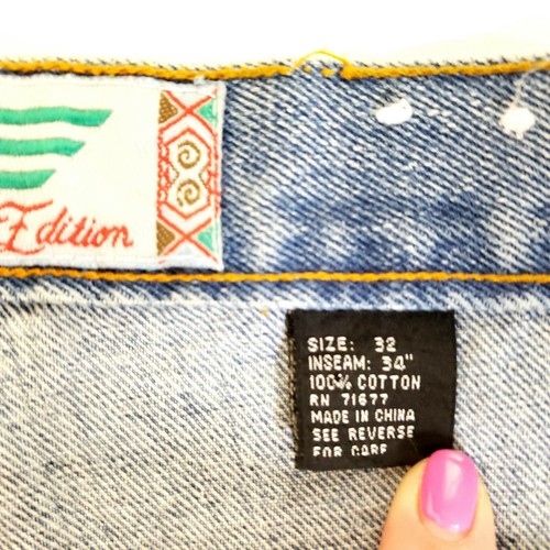 Vintage JJ Justin Jeans Women's Sz 32x34 Relaxed Tapered Leg Sun Faded Denim Mom - Picture 5 of 11
