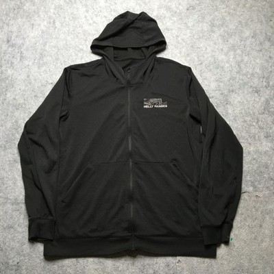 Helly Hansen Hoodie Mens XL Black Full Zip Lightweight Stretch Knit Topo Logo