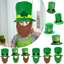 St. Patrick's Day Irish Festival Costume Leprechaun Hat with Beard Green Kids
