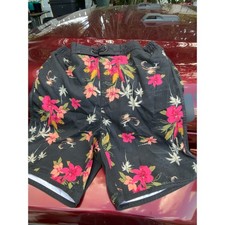 Old Navy Boys XL 14-16 Swim Trunks Black Tropical Floral Palm Tree Board Shorts