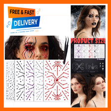 Face Gems for Women, Halloween Face Jewels Stickers, Red Black Purple Silver