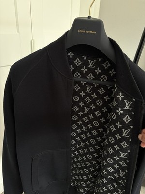 Louis Vuitton Herren Strickjacke Monogramm Zip Stehkragen Schwarz/Grau XXL