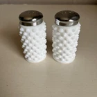 Vintage Fenton White Milk Glass Hobnail Salt Pepper Shaker Set Opaque 3.25 IN