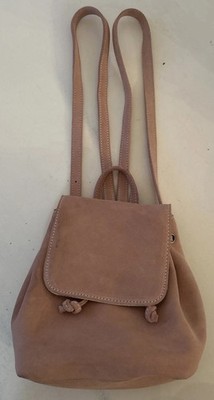 Brandy Melville Light Pink Suede Cow Leather Mini Backpack Adjustable Straps 9 H