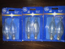 6 GE 25W B Type Curved Tip Candelabra Base Light Bulbs