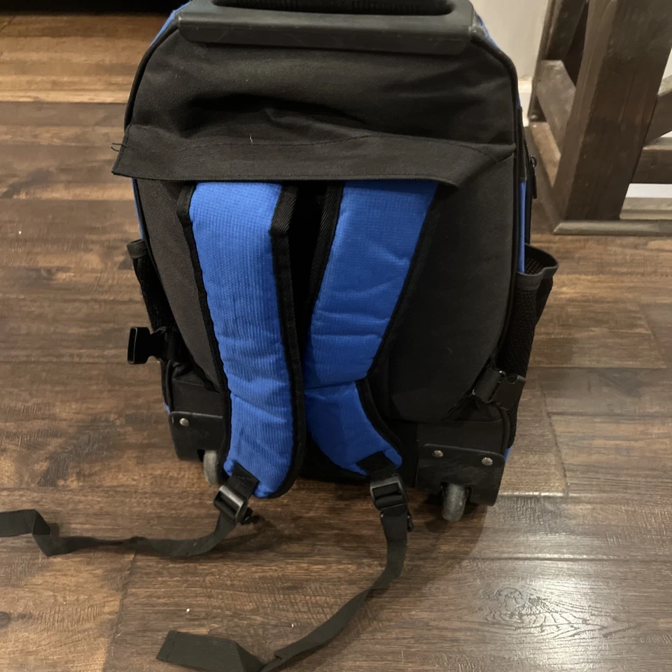 Vintage 2000’s Nike Rolling Wheeled Suitcase Travel Luggage Black Blue Bag Read* - Image 3 of 4