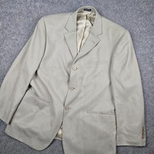 Joseph Feiss Blazer Mens Size 42S Beige Khaki Oatmeal 100 Silk 3 Button Casual