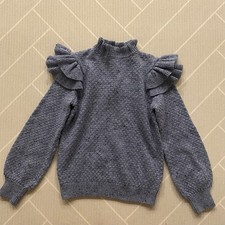 Janie and Jack Ruffle Shoulder Textured Sweater Girl s Size 8