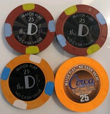 4 25 MatchPlay Chips Las Vegas Fremont Circa The D Collect Or Use