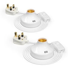 2 Pcs E27 Lamp Base with UK Plug and Switch 1.8m Cable Screw E27 Bulb Holder