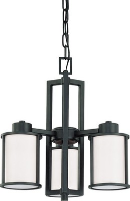 Nuvo Odeon 3 Light Chandelier w/ Satin White Glass, Aged Bronze - 60-2976