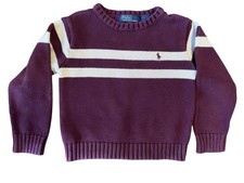 Polo Ralph Lauren Kids Burgundy Striped Cotton Sweater Size 5 Pre owned