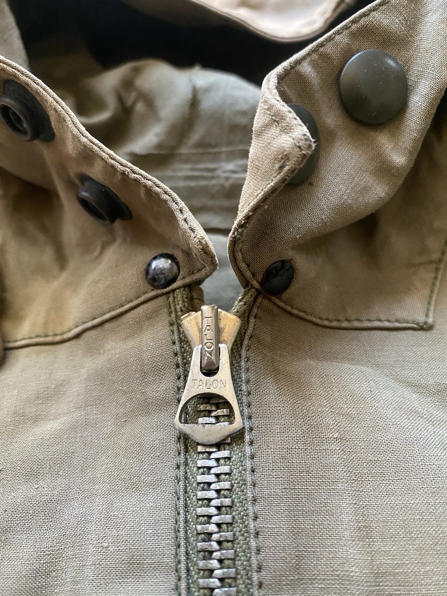 Vtg 40s WWII USN Navy Parka Anorak Jacket Foul Weather Smock 1st