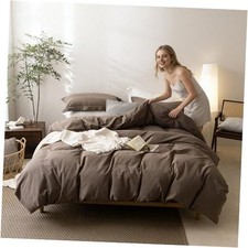 Linen Feel Light Queen 90" x 90" Light Chocolate Brown no Comforter 