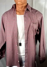 Roundtree & Yorke Gold Label XXL Big Non-Iron Cotton Long Sleeve Shirt Red/White