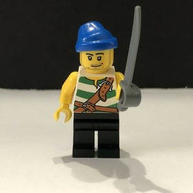 Lego 6240 Kraken Attackin' Pirate Green White Stripes Blue Bandana Figure pi096