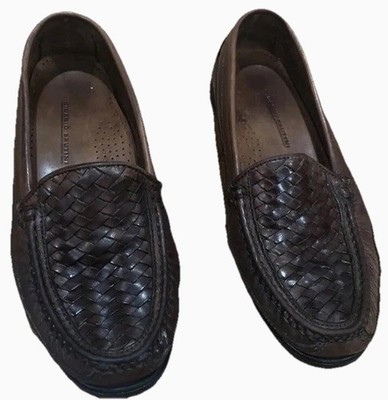 Giorgio Brutini Mens 8.5D Brown Woven Leather Loafers Slip On Comfort Dress Shoe